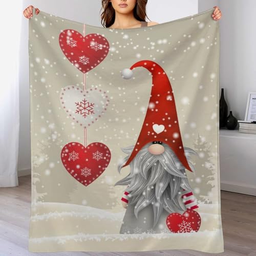 Christmas Gnome Tomte Blanket Super Soft Cozy Throw Blanket, Lightweight Fuzzy Comfy Flannel Blanket Warm Plush Throw Blankets for Couch, Sofa, Bed Travel and Camping Blanket Gifts 50"x40" - color: Christmas Gnome, size: 50"x40"