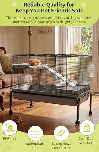 Garvee Small Animal Cage, 40 ''L Animal Cage for Bunny Hutch with Detachable Stand,Ramp, Extra Platform RemovableTray for Chinchilla, Rabbit, Guinea Pigs, Hedgehog, Gerbil | Detachable Stand,Ramp, Extra Platform Removable Tray for Chinchilla, Rabbit, Guin