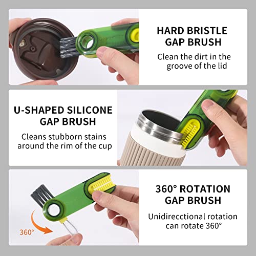 3 in 1 Cup Lid Gap Cleaning Brush Set, Multifunctional Insulation Bottle Cleaning Tools, Mutipurpose Tiny Silicone Cup Holder Cleaner, Home Kitchen Cleaning Tools - color: Gray
