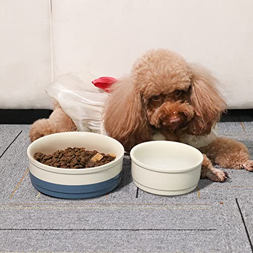 Sweejar Ceramic Dog Bowls, Dog Food Dish for Large Dogs and Cat, Heavy Duty Porcelain Pet Bowl for Canned Food and Water 78 Fl Oz （Fog Blue） - color: Fog Blue, style: Two-tone,9"x 3.1"(70 Fl Oz)