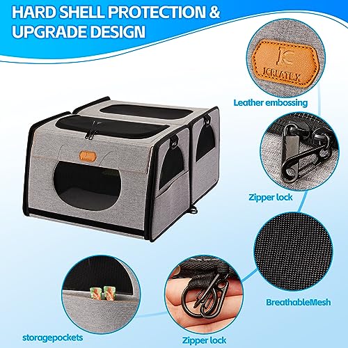 Cat Travel Carrier with Litter Box, Large Cat Carrier for Car | Double Cat Carrier, Pet Carrier 2-in-1, Cat Crate for kitten 2 cats, Collapsible Travel Transport carrier for Long Distance