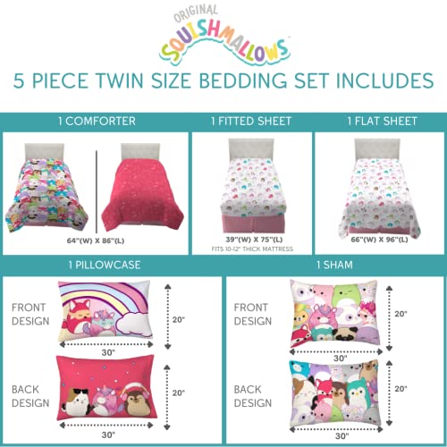 Franco Squishmallows Bedding Super Soft Comforter and Sheet Set with Sham, 5 Piece Twin Size - color: Squishmallows, size: 5 Piece Twin Size