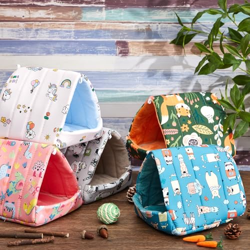 Cinnvoice 8 Pcs Guinea Pig Hideout, Guinea Pig Bed Washable Small Animal Cage Accessories for Bunny Hedgehog Mouse Chinchillas Hamsters Ferrets Rats (7.9 in) - size: 7.9 in
