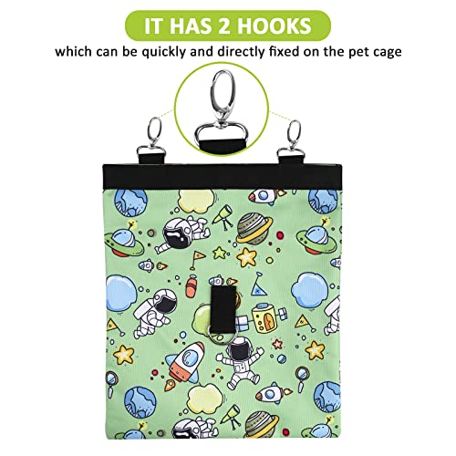 Rabbit Hay Feeder Bag Hanging Hay Rack (Pattern Green, 2 Windows) | Guinea Pigs Manger Holder Dispenser Small Animal Feeder Storage Pouch for Bunny Chinchilla Hamster - color: Pattern Green
