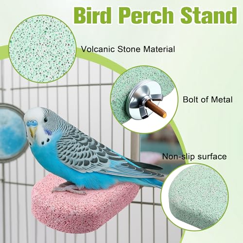4 Pack Bird Beak Grinding Stone, Pumice Lava Ledge for Birds, Chinchillas, Hamsters, Parrots, Bird Perch Stand Climbing Ledge, Teeth & Beak Grinding Block (Short) - size: Short