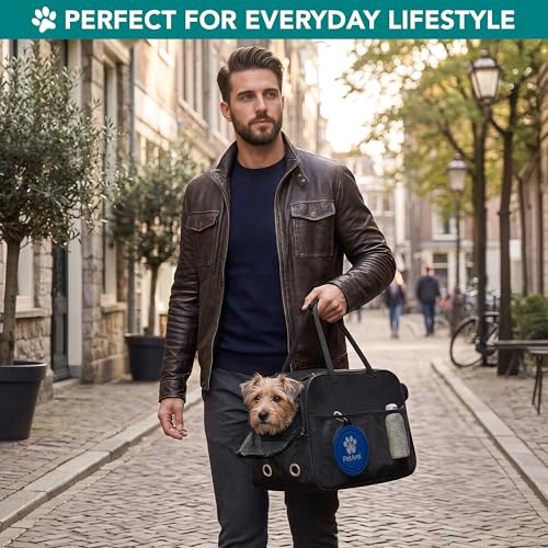 PetAmi Dog Purse Carrier for Small Dogs Cats, TSA Airline Approved Soft-Sided Pet Carrier with Pockets, Ventilated Travel Tote Bag with Bed & Shoulder Strap, Puppy Kitten, Max 12 lbs, Black - color: Black