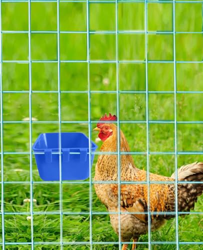 Pack of 10 Cage Cups Birds Feeders Seed Bowl Chicken Feeding Watering Dish Rabbit Water Food Hanging Wire Cages Box 16 oz Coop Cups for Pet Parrot Parakeet Game Fowl Poultry Pigeon - color: Blue Square 10 packs 16oz