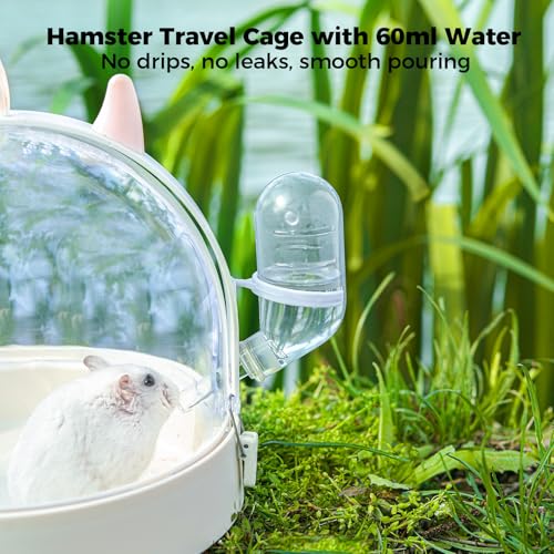 Mini&moe Hamster Travel Cage - Small Animal Carrier Cage with Water Bottle Small Portable Hamster Cage for Mice, Gerbils, Short Trips & Vet Visits - color: Black