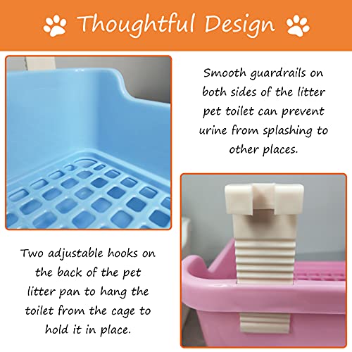 Extra Large Rabbit Litter Box with Splash Guard & Removable Tray - Double Layer Small Animal Cage Toilet for Guinea Pigs, Chinchillas, Ferrets - Chew-Proof Plastic + 2 Hooks (15.7" Jumbo, Beige) - color: Beige（With the ball）