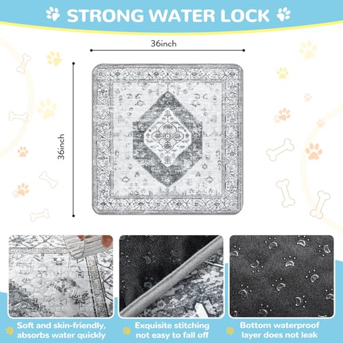Lahome Super Absorbent Washable Pee Pads for Dogs - Secure Floor Protection - Non-Slip, Leakproof Reusable Pads for Training, Crates & Playpens (2 Pack, 36"x36", Gray) - color: Gray, size: 3FT x 3FT (Pack of 2)