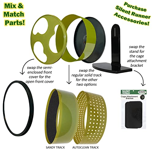 Silent Runner 12" Wide + Cage Attachment + Sandy Track - Silent, Fast, Durable Exercise Wheel - Sugar Gliders, Degus, Rats, Hedgehogs, Prairie Dogs & Small Pets