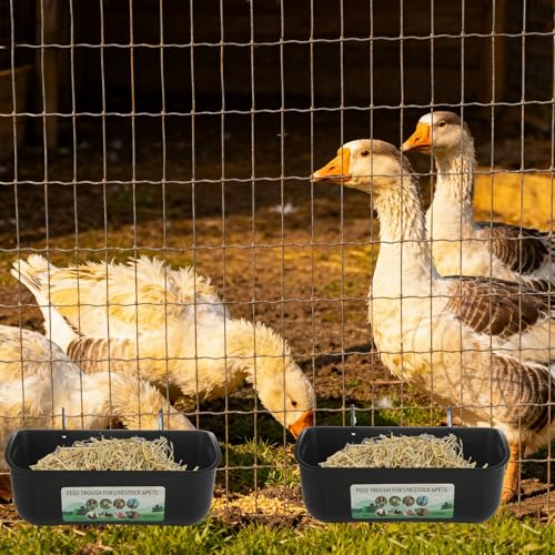 6 PCS Black Goat Feeder Hanging Pig Feeder with Clips 5 Quart Chicken Feeder Trough Poultry Feeder Hanging Goat Mineral Feeder Chicken Coop Feeder and Waters for Livestock, Pets, Poultry - color: Black