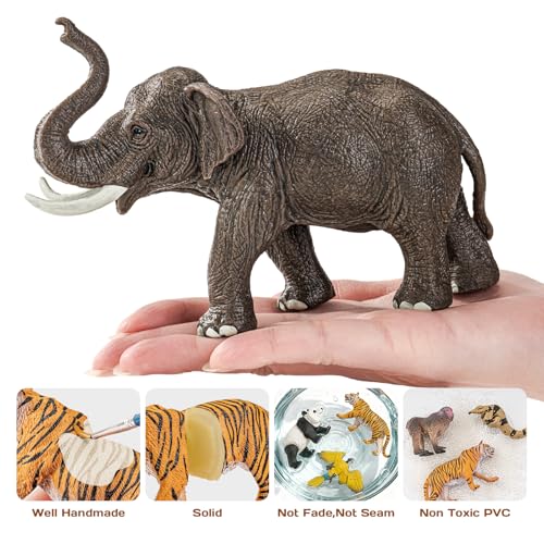 8Pcs Solid Safari Animals Figures Zoo Animals Toys for Kids 3-5 | Plastic Jungle Animals Figurines, Elephant, Panda, Tiger, Macaw, Parrot, Snake, Orangutan, Monkey - style: 8Pcs Zoo Animals