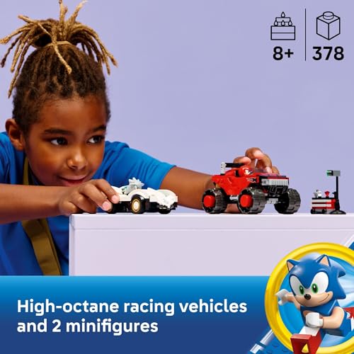 LEGO Sonic the Hedgehog Silver’s Car vs. Knuckles’ Monster Truck Building Toy for Boys & Girls - Racing Playset W/Silver & Knuckles Minifigures for Kids, Ages 8+ - Gift Idea for Birthdays - 77118