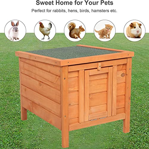 Cat House Outside, Weatherproof Wooden Bunny Rabbit Cat Hutch Outdoor Pet Cage Shelter Feral Cat House, Small Pet House and Habitats - color: Natural Wood