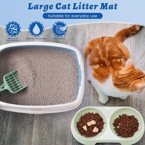 Sliner 7 Pcs Kitten Litter Box Starter Kit, 2 Plastic Small Kitty Litter Box Training Low Entry with Scoop, 2 Double Cat Bowl and Mat for Kitten Indoor(Green) - color: Green