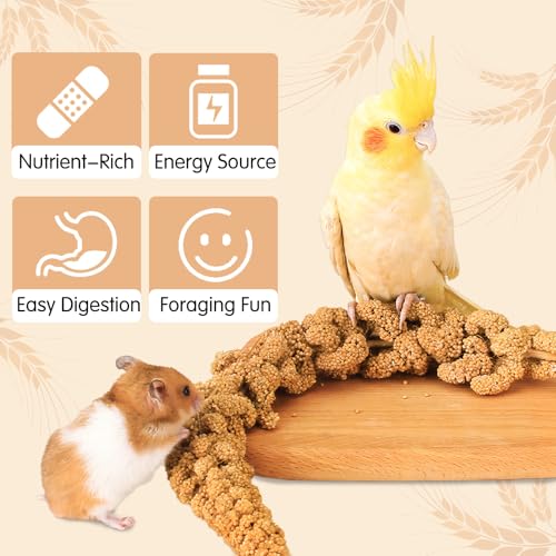 Fhiny Natural Hamster Bedding, Edible Hamster Sprays Flowers & Herbs Gerbil Habitat Enclosure Decor Grain Treats Cage Accessories for Dwarf Syrian Hamster Gerbil Mice Lemming Degus