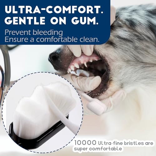 Dog Toothbrush Kit 4 Pack, Ultra Soft Pet Tooth Brush for Medium to Large Dogs & Cats, Easy Dental Cleaning - style: Medium to large dogs(4pcs,white-black)
