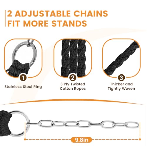 Lazy Daze 13 Ft Double Handwoven Polyester Rope Hammock with Tree Straps | Mesh Hammock for 2 Person, with Spreader Bar, Carabiners, Chains for Outside, Backyard, Patio, 450 Lbs Capacity - color: Grey