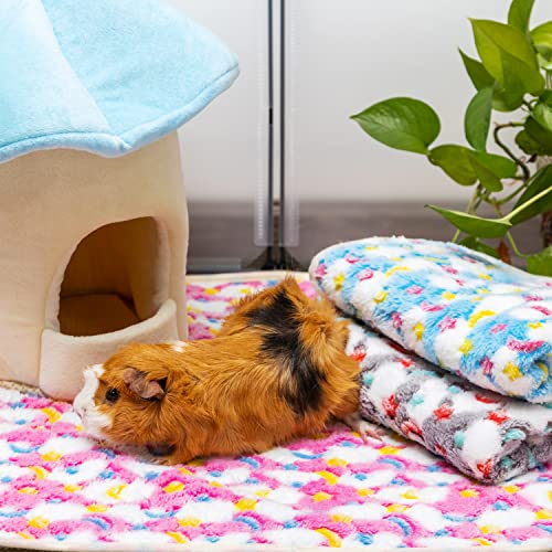 3PC Rabbit Bedding Mat Washable Soft Cage Liner Sleep Pad Fleece Blankets for Small Animals Guinea Pig Rat Ferret Chinchilla Hedgehog Hamster (S) - size: S