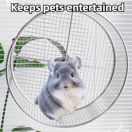 Large Stainless Steel 11.81''L x 3.94''W x 11.81''H Silent Running Wheel for Chinchilla, Toys for Cage, Super Mute Spinner Exercise Running Wheel for Gerbils, Rat, Mice