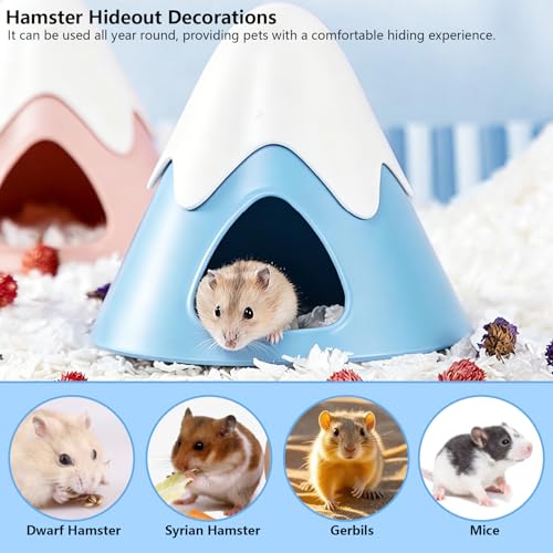Hamster Hideout, Snowy Mountain Shape Hamster Hide House,Cute Small Animal Habitat Hideaway Hut for Syrian Hamsters, Mice, Gerbils, Rats (Blue) - color: Blue