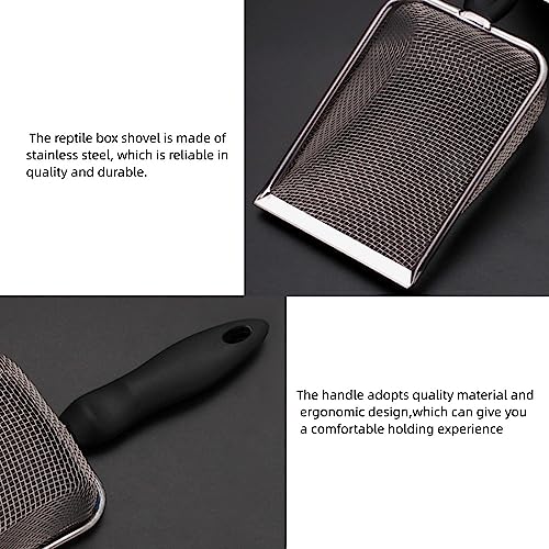 2PCS Reptile Sand Sifter Cat Litter Scoop Fine Mesh Metal Reptile Litter Cleaner Scooper for Sand Bedding Aquarium Terrarium Accessories