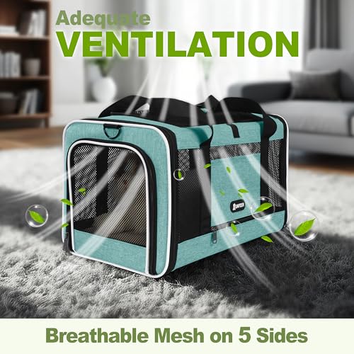 GAPZER Cat Carrier 18"x11"x11" TSA Approved Ventilated Pet Air Travel Cage | Top Open Small Animal Basic Crate, Shih Tzu Dog Softsided Durable Kennel, 4-Mesh-Side Kitty Carry on Case up to 20 lbs Teal - color: Turquoise