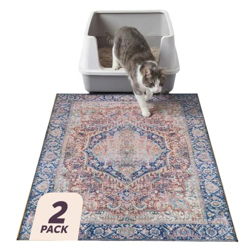 Lovewag Cat Litter Mat, Litter Box Mat, Rustic Terracotta, 36x48, 2 Pack | Washable litter mat cover, kitty litter mat & cat mat for litter box, litter trapping mat, prevents tracking, multi-cat - color: Rustic Terracotta, size: 36x48 inches (Pack of 2)