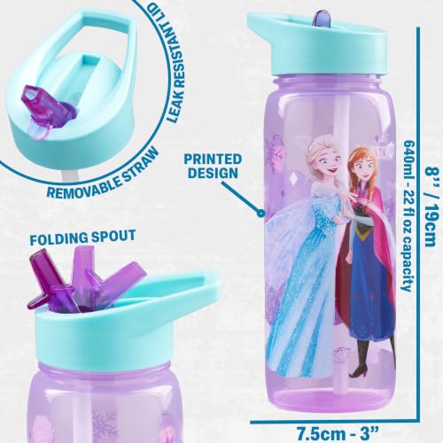 Get Trend Disney Frozen Girls Lunch Bag, Bento Box & Water Bottle 3 Pc Set | Insulated Lunch Bag, 3 Compartment Lightweight Snack Box, 22 fl oz BPA-Free Water Bottle with Straw, School, Gifts for Girls - color: Turquoise/Purple Frozen