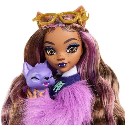 Monster High Clawdeen Wolf Doll with Pet Dog Crescent and Accessories Like Backpack, Planner, Snacks and More - style: Clawdeen Wolf