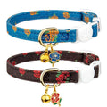 2 Pack Cotton Cat Collar Blue and Black Rose Cute Kitten Cat Collar | Breakaway Breathable Soft material With cute pendants with Bell - color: Blue Rose&Black Rose