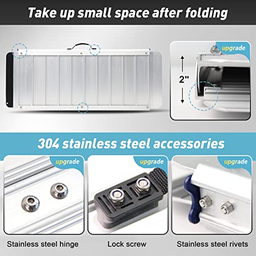 Ruedamann 3FT Portable Wheelchair Ramp for Home Steps, Non-Slip Aluminum | Scooter Ramp Upgraded Hinge, Folding wheelchair Ramps for Doorways, Ramps for Wheelchairs for home Steps, Porch, Scooters - size: 3FT Silver(Using Height 3-9'')
