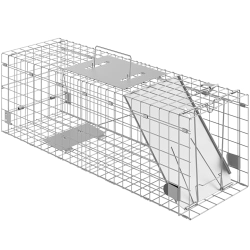 VEVOR Live Animal Cage, 24" x 8" x 8" Humane Cat Cage Galvanized Iron, Folding Animal Cage with Handle - size: 24" x 8" x 8"