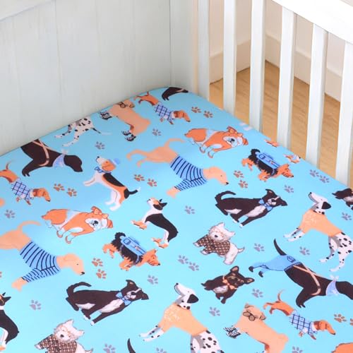 Cloele Square Playard Fitted Sheet,36x36in,Blue Dogs | Ultra Soft Polyester, For Baby & Pet,Dogs Pattern, Pack and Play Crib Sheets, 36x 36inPortable Playard Mattress Cover - color: Bule Dogs, size: 36"x36"