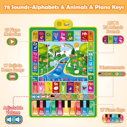 Baby Toys for 1 Year Old Gifts: 3 in 1 Alphabet Animal Piano Music Play Mat | Toddler Toys Age 1-3 Musical Toy 12-18 Months Babies Birthday Christmas Gift for Boys Girls 1 2 3 Year Old