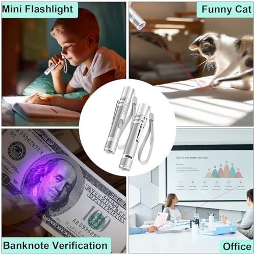 TBTeek Cat Toy 7 Light Modes & Adjustable Patterns Cat Mouse Toy (2 Pack) | USB Rechargeable Interactive Toys for Cats Fun Chase Play Exercise Portable Pet Kitten Toy - size: 2pcs red light