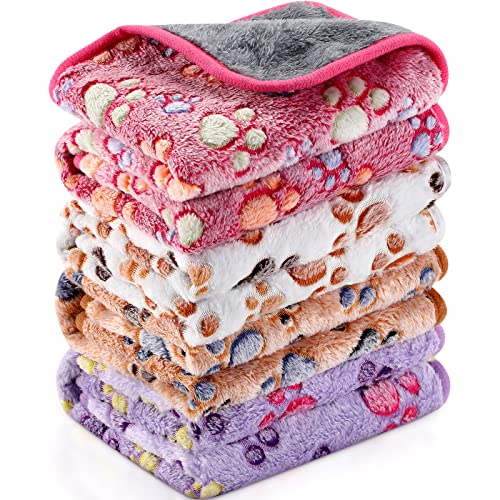 Reginary 4 Pcs Waterproof Guinea Pig Blankets Washable Small Animal Fleece Bedding Absorbent Guinea Pig Cage Liners Reusable Training Pee Pad Pet Sleep Mat for Hamster(Paw Print,35 x 24 Inch) - size: 35 x 24 Inch