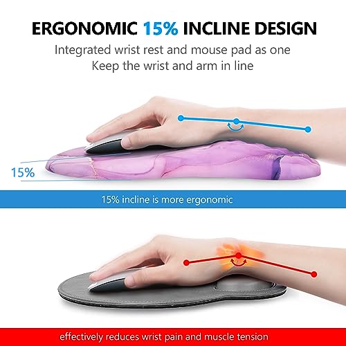 Ergonomic Mouse Pad with Wrist Support and Keyboard Wrist Rest Set | Memory Foam Wrist Cushion, Non-Slip PU Base, Massage Design, Relieves Wrist Pressure for Work, Gaming & Office Use - color: Amethyst Purple Marble