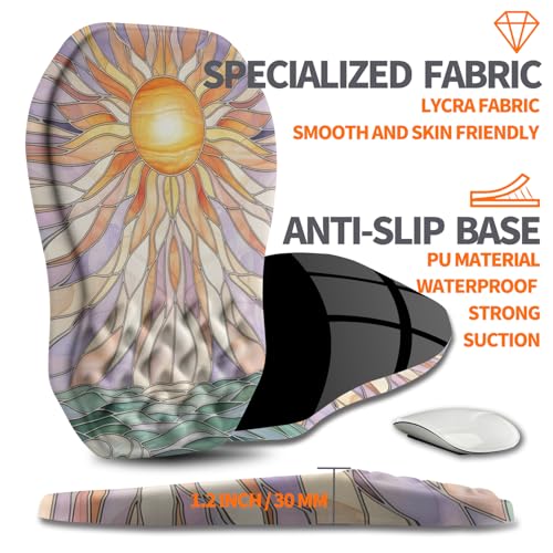 Ergonomic Slope Mouse Pad Wrist Support, Wrist Rest Mousepad for Carpal Tunnel Pain Relief with Massage Bulge and Slow Rebound Memory Foam (12x8 inch, Sun God) - color: AM045-Sun God