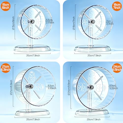 Hamster Wheel,Super Silent Hamster Exercise Wheels,Silent Wheel,Hamster Wheels,Adjustable Stand Hamsters Exercise Wheels,Quiet Rat Wheel (Transparent, Ф9.5 inch) - size: Ф9.5 inch