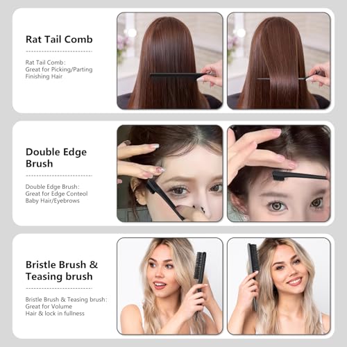Curl Defining Brush, Curly Hair Brush, Slick Back Hair Brush, For Combing and Shaping Curls in All Hairstyles to Reduce Pulling (Black) - color: Black