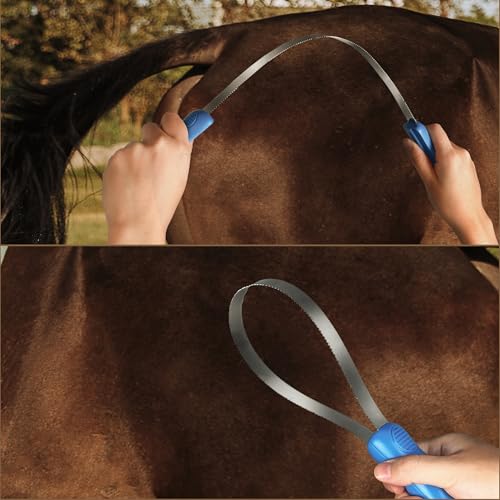 Dual-Sided Shedding Blade Dog Hair Brush - Stainless Steel Grooming Tool for Horses, Cattle, Sheep with Comfort Grip - Fine & Coarse Teeth for Long and Short Hair（2 Pcs）