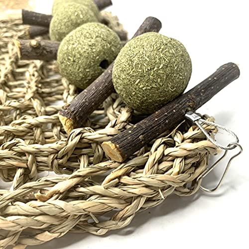 Hamiledyi Rabbit Seagrass Mat Bunny Chew Toys for Teeth Hanging Activity Mat Rabbit Enrichment Activity Mat Small Animal Toys for Hamster Guinea Pigs Gerbil Birds - color: B