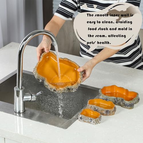 IBWell 5 Inch Reptile Food Dish Escape Proof Reptile Feeding Dish Resin Reptile Water Food Bowl for Bearded Dragon Chameleon Frog Snake Turtle Leopard Gecko - size: 5"