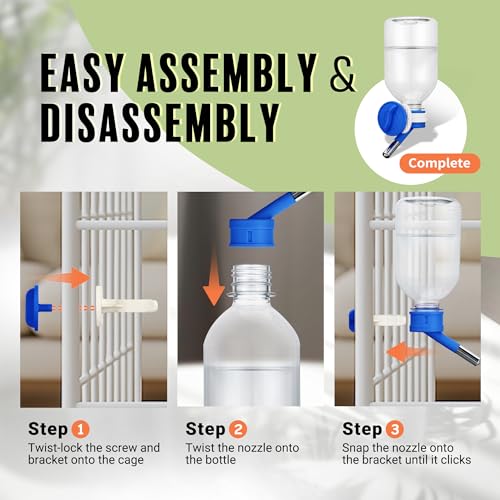 Choco Nose No-Drip Small Animal Water Bottle - Leak-Proof Patented Nozzle Helps Prevent Cage Mess & Wet Bedding - Hamster, Hedgehog, Mouse, Glider, Gerbil - BPA Free, Cage Mount, 10.2 fl oz (C125) - color: C125 Blue, size: Hamsters-Hedgehogs-Sugar Gliders