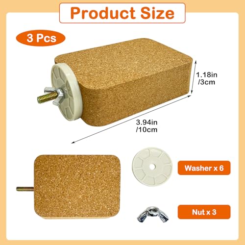3 Pack Bird Perch Platform Cork Parrot Perch Stand Parakeet Chewing Toy Bird Paw Grinding Cage Accessories for Small Conures Budgies Cockatiels Finches (Small) - size: Small