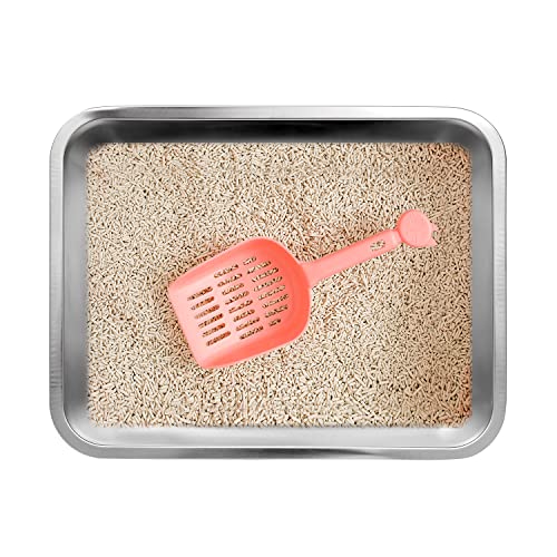 Kichwit Stainless Steel Cat Litter Box, Metal Cat Litter Pan, Kitten Litter Box Tray, Non Stick Smooth Surface (17.5" L x 13.5" W x 6" H) - size: 17.5" L x 13.5" W x 6" H (without Lid)
