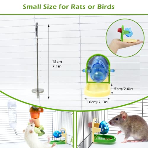 2Pcs Rat Enrichment Toys Set - Fruit/Veg Holder & Treat Dispenser | Interactive Foraging Puzzle Toys for Rats/Mice/Birds, Cage Accessories with Hanging Feeder & Intelligence Game