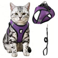 Cat Harness and Leash Escape Proof, Soft Breathable Mesh Kitty Walking Vest, Adjustable Step-in Kitten Harness Set with Reflective Strip for Small Cats - color: Purple, size: Small